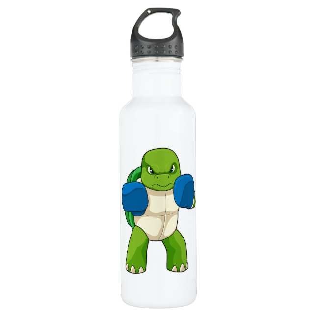 Turtle as Boxer with Boxing gloves 710 Ml Water Bottle (Front)