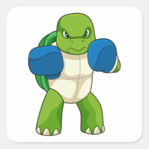 Turtle as Boxer with Boxing gloves Square Sticker