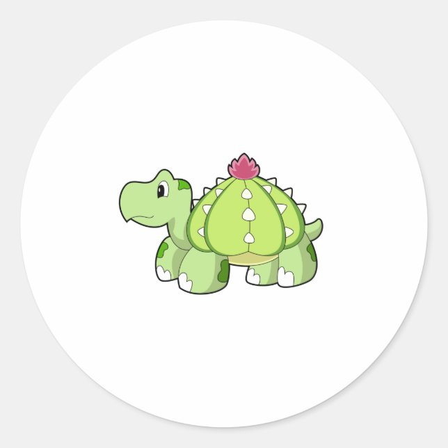Turtle as Cactus Classic Round Sticker (Front)