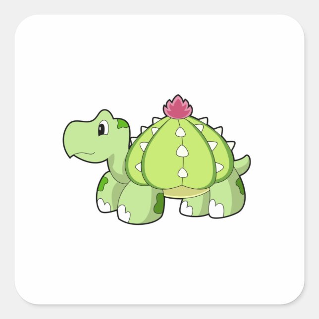 Turtle as Cactus Square Sticker (Front)