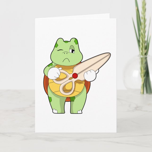 Turtle as Hairdresser with Scissors Card (Front)