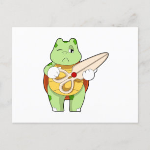 Turtle as Hairdresser with Scissors Postcard