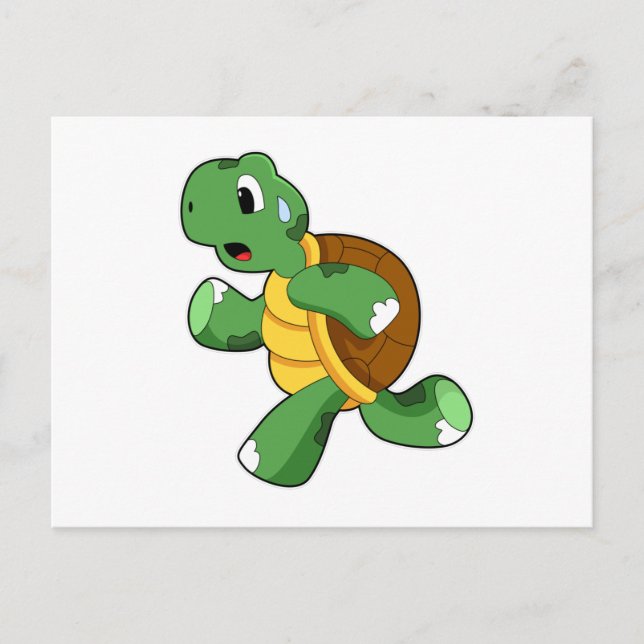 Turtle as Jogger at Running Postcard (Front)