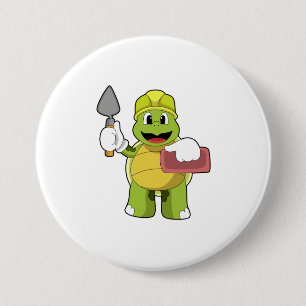 Turtle as Mason with Stone 7.5 Cm Round Badge