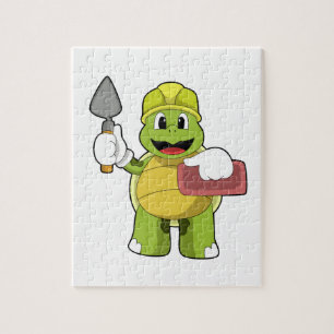 Turtle as Mason with Stone Jigsaw Puzzle