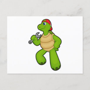 Turtle as Mechanic with Wrench & Cap Postcard