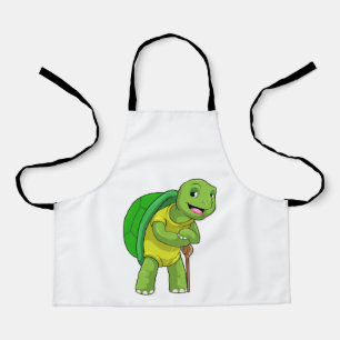 Turtle as Pensioner with Walking stick Apron
