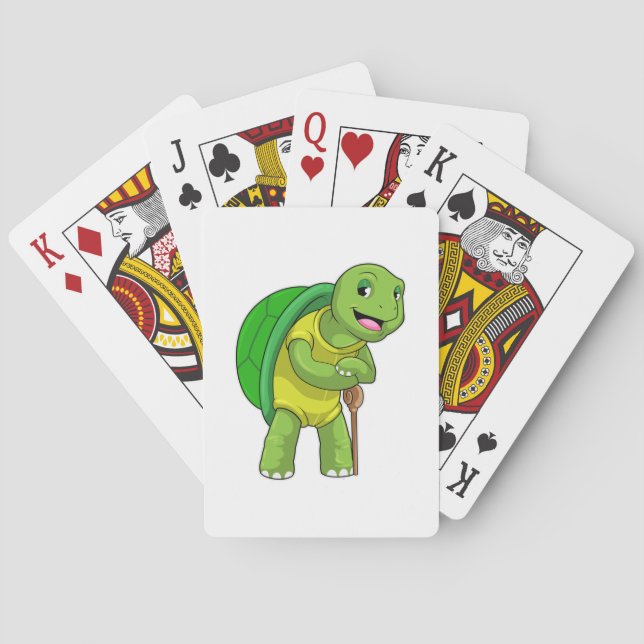 Turtle as Pensioner with Walking stick Playing Cards (Back)