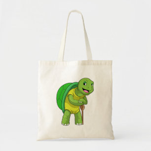 Turtle as Pensioner with Walking stick Tote Bag