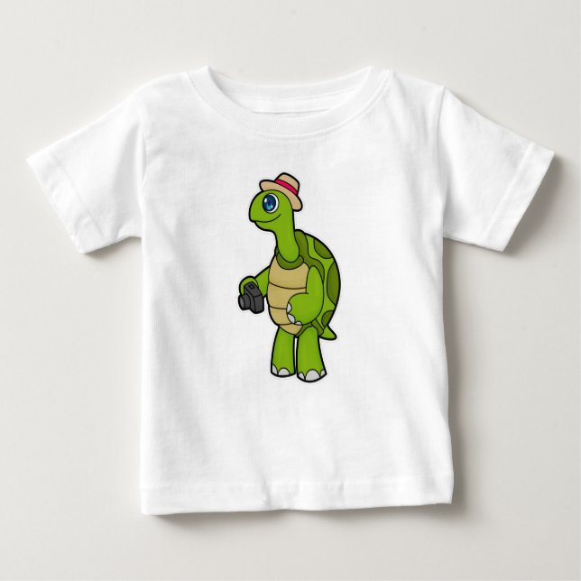 Turtle as Photographer with Camera Baby T-Shirt (Front)