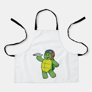 Turtle as Pilot with Paper plane Apron