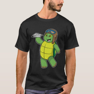 Turtle as Pilot with Paper plane T-Shirt