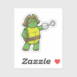 Turtle as Pirate with Hooked hand & Eye patch