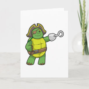 Turtle as Pirate with Hooked hand & Eye patch Card