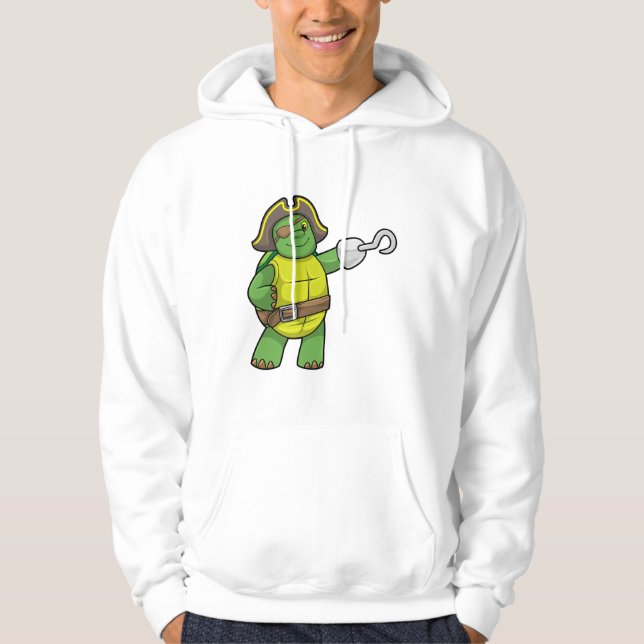 Turtle as Pirate with Hooked hand & Eye patch Hoodie (Front)