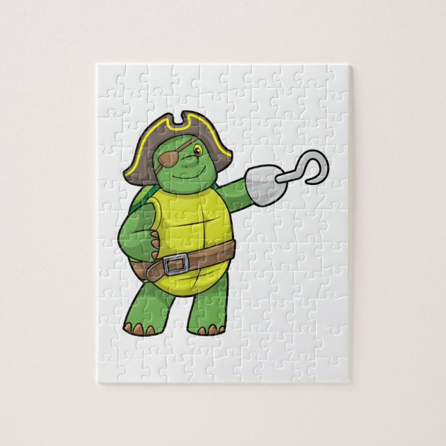 Turtle as Pirate with Hooked hand & Eye patch Jigsaw Puzzle (Vertical)
