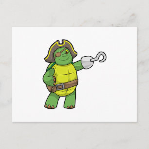 Turtle as Pirate with Hooked hand & Eye patch Postcard