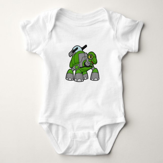 Turtle as Robot with Cannons Baby Bodysuit (Front)