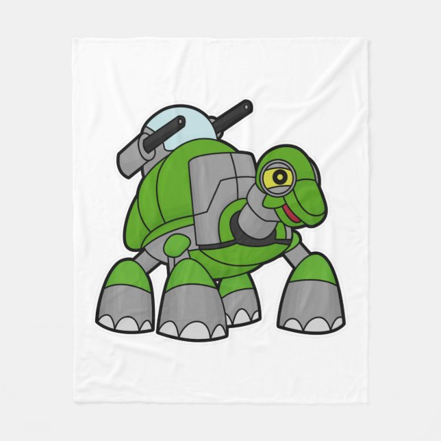 Turtle as Robot with Cannons Fleece Blanket (Front)
