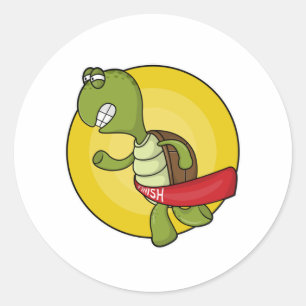 Turtle as Runner at Jogging Classic Round Sticker