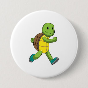 Turtle as Runner at Running 7.5 Cm Round Badge