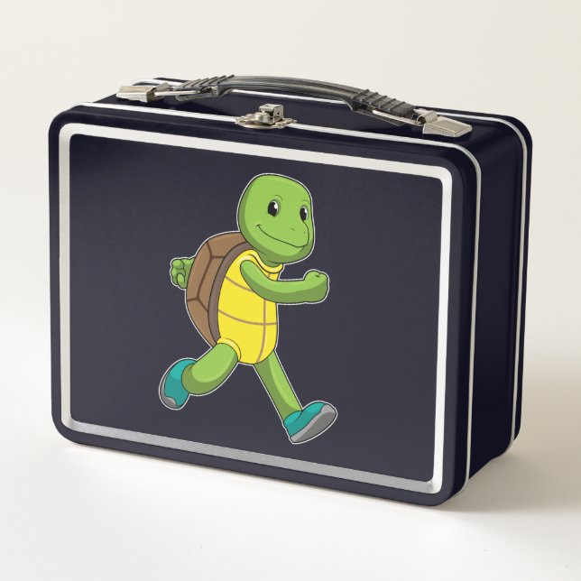 Turtle as Runner at Running Metal Lunch Box (Front)