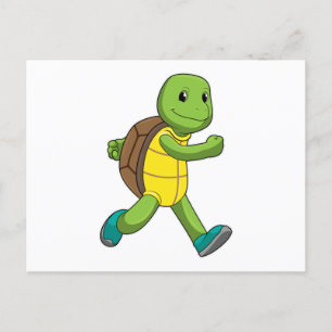 Turtle as Runner at Running Postcard