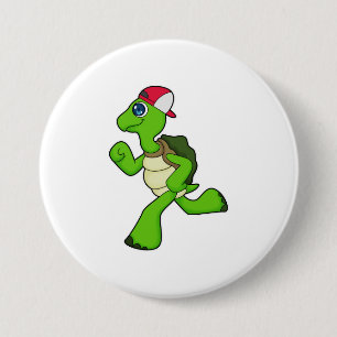 Turtle as Runner with Cap 7.5 Cm Round Badge