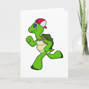Turtle as Runner with Cap Card