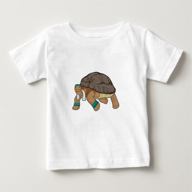 Turtle as Runner with Towel Baby T-Shirt (Front)