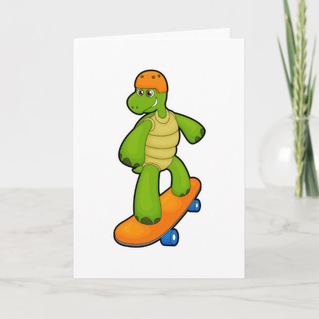 Turtle as Skateboarder with Skateboard & Helmet Card (Front)