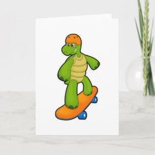 Turtle as Skateboarder with Skateboard & Helmet Card