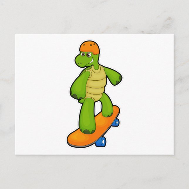 Turtle as Skateboarder with Skateboard & Helmet Postcard (Front)