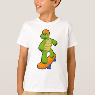 Turtle as Skateboarder with Skateboard & Helmet T-Shirt