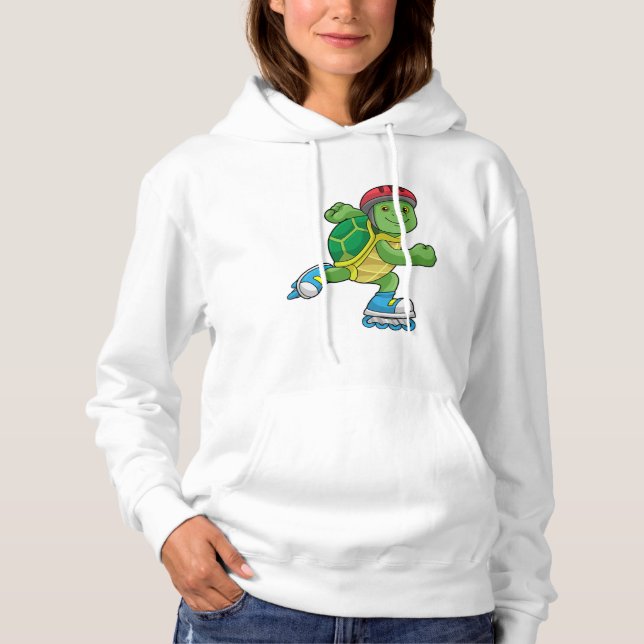 Turtle as Skater with Inline skates & Helmet Hoodie (Front)