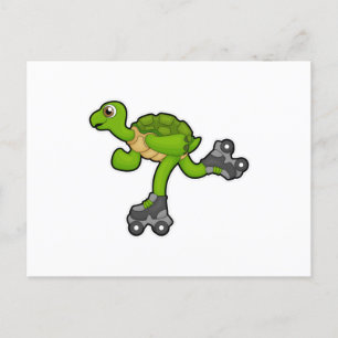 Turtle as Skater with Roller skates Postcard