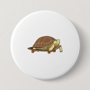 Turtle as Skater with Skateboard 7.5 Cm Round Badge