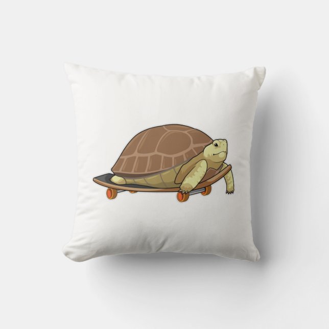 Turtle as Skater with Skateboard Cushion (Front)