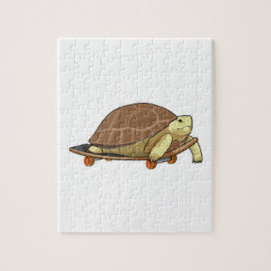 Turtle as Skater with Skateboard Jigsaw Puzzle