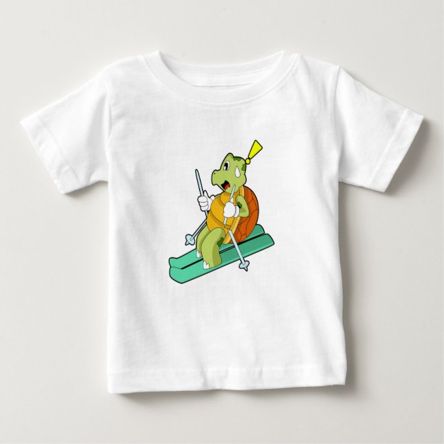Turtle as Skier with Ski Baby T-Shirt (Front)