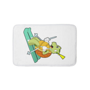 Turtle As Skier With Ski Bath Mat