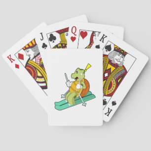 Turtle as Skier with Ski Playing Cards
