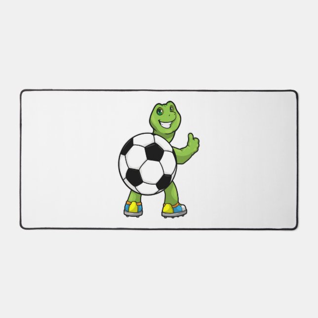 Turtle As Soccer Player With Soccer Ball Desk Mat (Front)