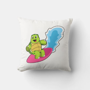 Turtle as Surfer with Surfboard Cushion