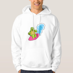 Turtle as Surfer with Surfboard Hoodie