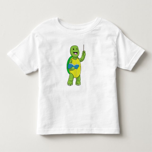 Turtle as Teacher with Book & Pointer Toddler T-Shirt (Front)