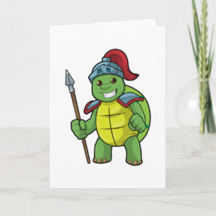 Turtle as Warrior with Spear & Helmet Card