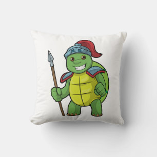 Turtle as Warrior with Spear & Helmet Cushion