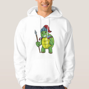 Turtle as Warrior with Spear & Helmet Hoodie