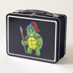 Turtle as Warrior with Spear & Helmet Metal Lunch Box